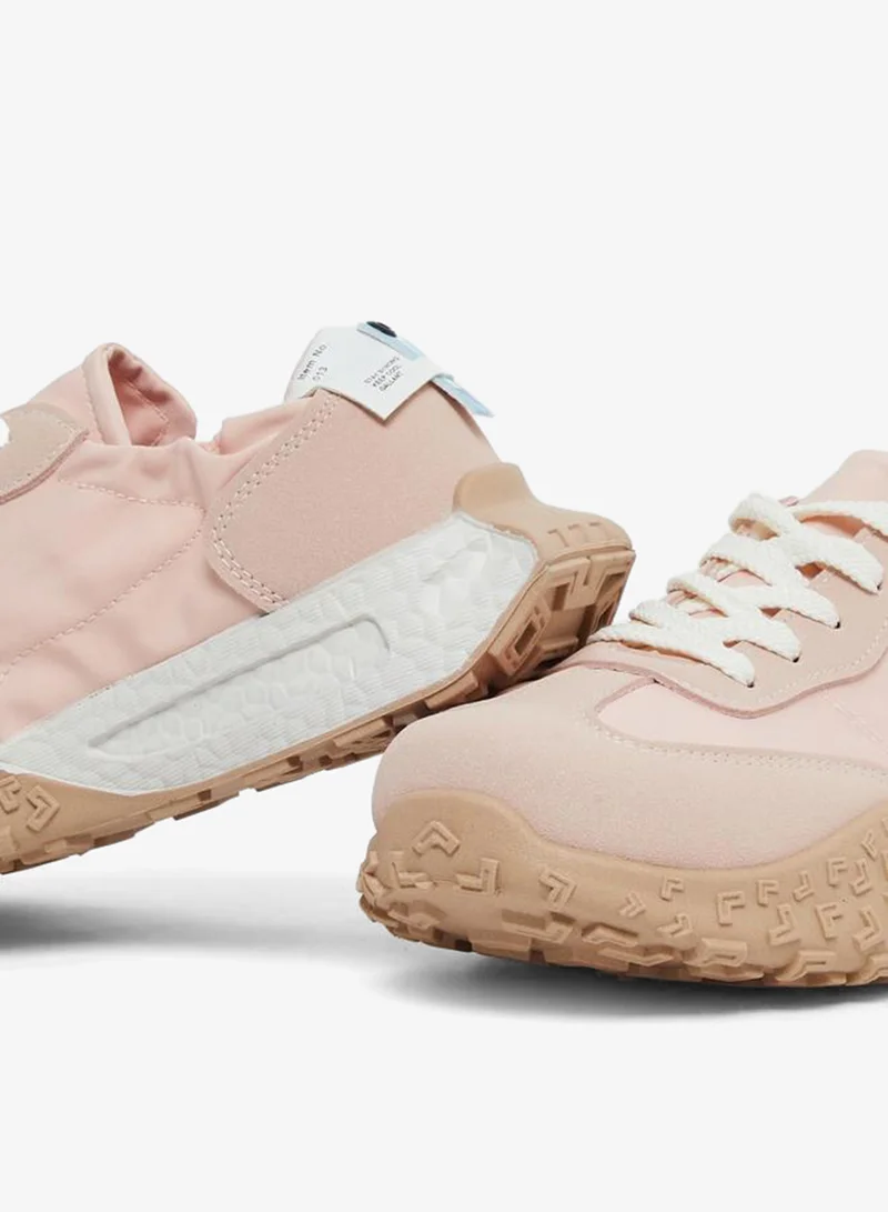 Take Two Pink Take Two Women Printed Panel Stretch-Lace Sneakers for Women | Best Price UAE