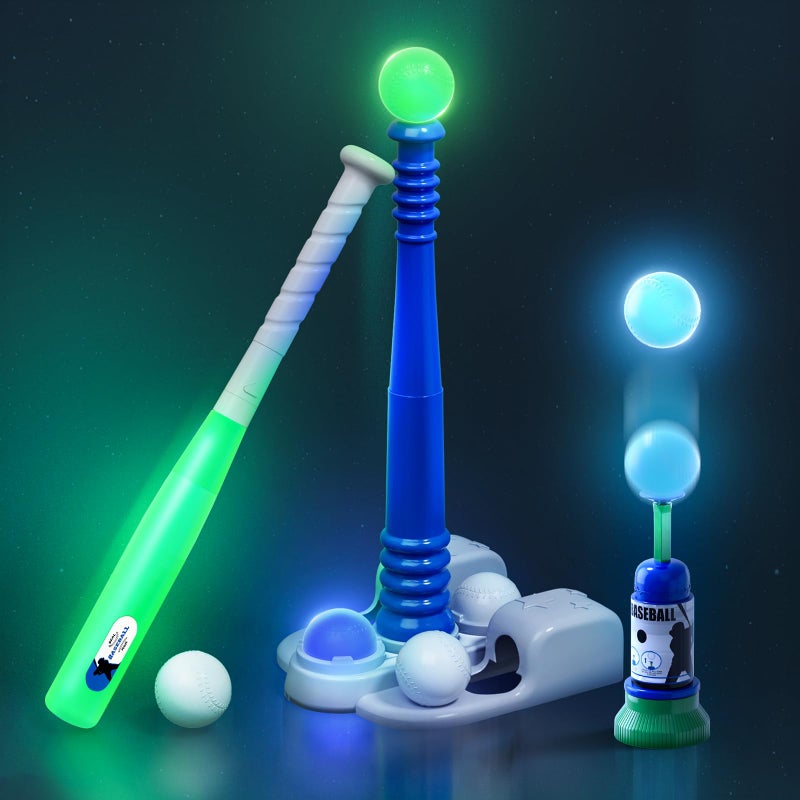 QDRAGON LED Tball Set for Toddlers 35 Light up Tee Ball Set Glow in The Dark T Ball Set for Kids 58 Kids Outdoor Playset Baseball Toys Gifts for Boys Girls - Image 3