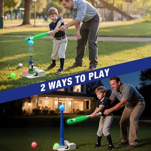 QDRAGON LED Tball Set for Toddlers 35 Light up Tee Ball Set Glow in The Dark T Ball Set for Kids 58 Kids Outdoor Playset Baseball Toys Gifts for Boys Girls - Image 5