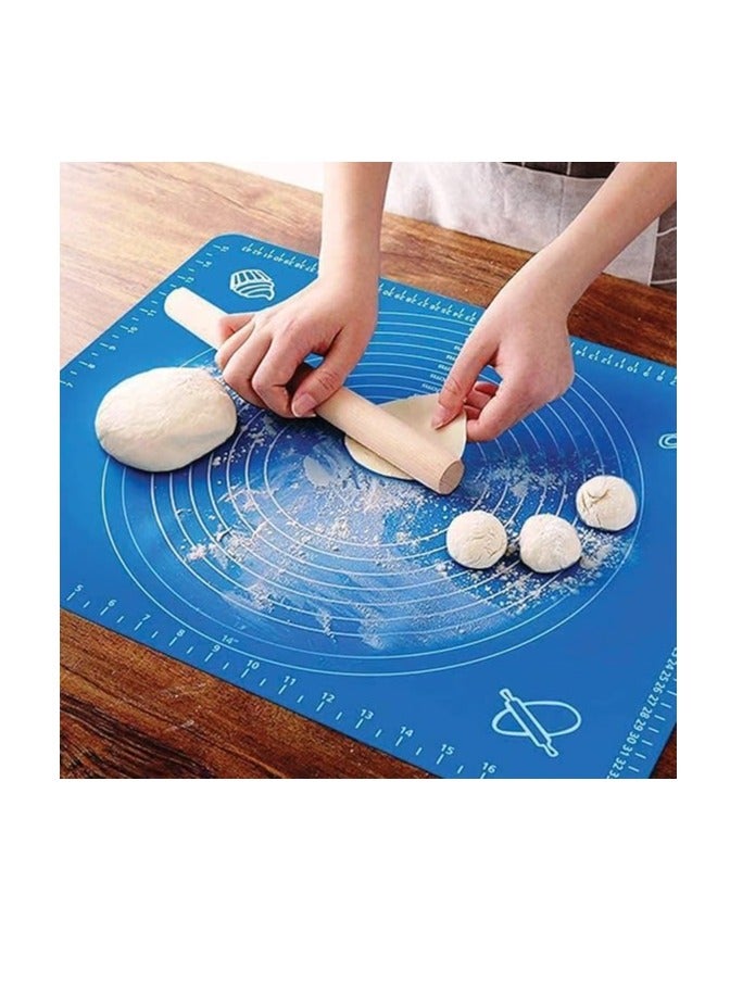 Silicone Baking Mat with Measurement Guide Food-Grade Heat-Resistant Dough Rolling Mat Non-stick Anti-slip Foldable Washable Kneading Pad (Color May Vary - 50x40cm) - Image 1