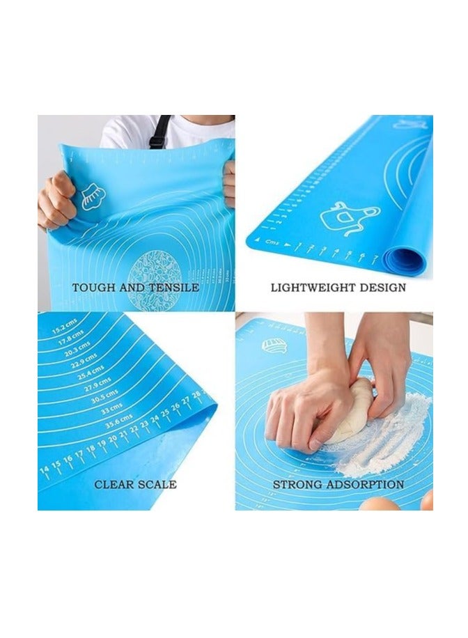 Silicone Baking Mat with Measurement Guide Food-Grade Heat-Resistant Dough Rolling Mat Non-stick Anti-slip Foldable Washable Kneading Pad (Color May Vary - 50x40cm) - Image 4