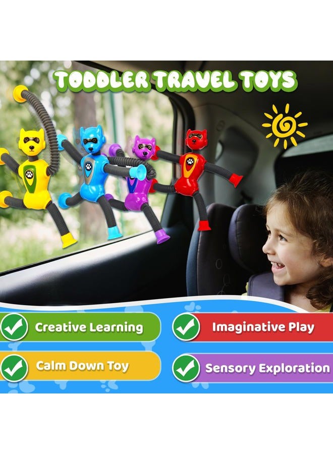 CHESLICR Christmas Stocking Stuffers for Boy Robot Dog Sensory Pop Tube for Toddler Kid 4PC Travel Toys Airplane Car Toy Activities Autistic Road Trip Suction Tube for Boys Year Old Age 3 4 5 6 7 8 ADHD Autism - Image 5