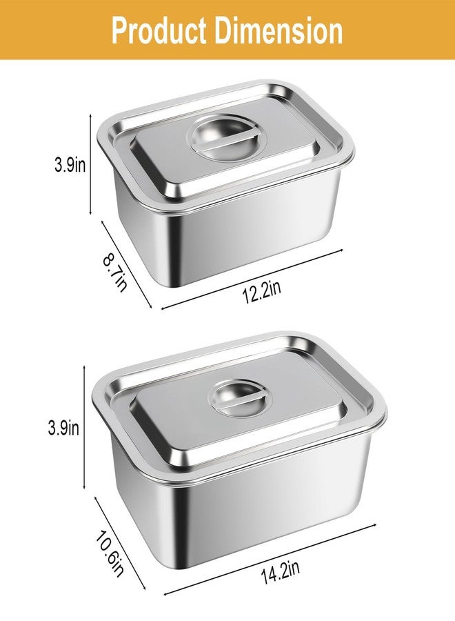 SZSJA 4 Inch Deep Lasagna Pan with Lid, 2 Pack Stainless Steel Baking Pans, 7.4QT+5.1QT Large Roasting Pan with Lid, Rectangle Baking Sheet with Lid, Baking Dish Pan for Oven - Image 2