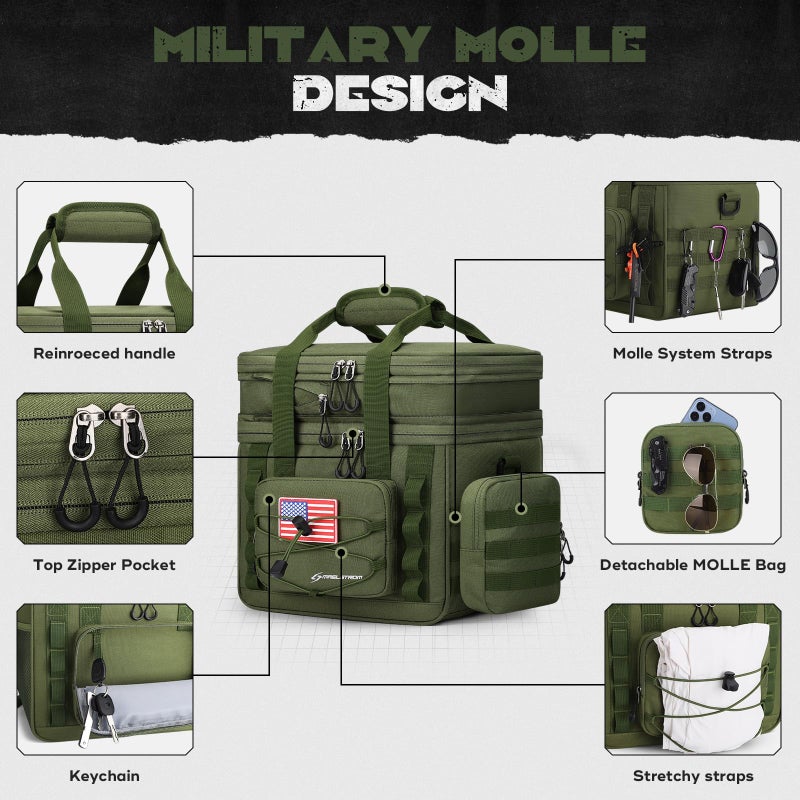 Maelstrom Tactical Lunch Box, 23 L Insulated Lunch Bag for Men, Expandable Double Deck Lunch Cooler Bag,Large Leakproof Soft Lunch Tote with Detachable MOLLE Bags, for Adult Women Work,Picnic - Image 5