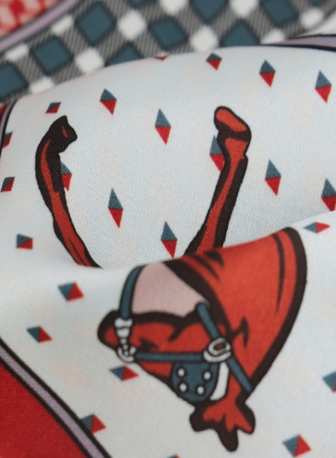 وشاح حريري من فيميت للنساء - وشاح صيفي أنيق باللونين الأحمر والأرجواني، وشاح حريري ناعم الملمس، وشاح للشعر، ربطة شعر، عصابة رأس، حزام، وشاح للحقيبة (النمط 76) - Image 3