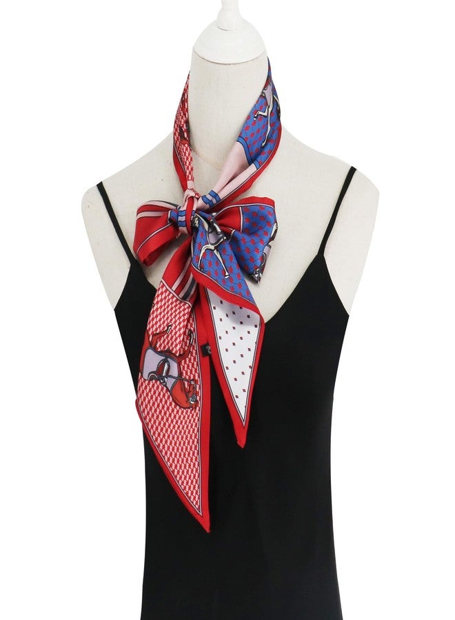 وشاح حريري من فيميت للنساء - وشاح صيفي أنيق باللونين الأحمر والأرجواني، وشاح حريري ناعم الملمس، وشاح للشعر، ربطة شعر، عصابة رأس، حزام، وشاح للحقيبة (النمط 76) - Image 5