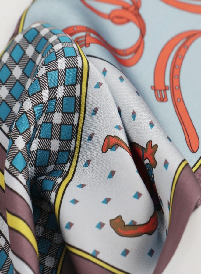 وشاح حريري من فيميت للنساء - وشاح صيفي أنيق باللونين الأحمر والأرجواني، وشاح حريري ناعم الملمس، وشاح للشعر، ربطة شعر، عصابة رأس، حزام، وشاح للحقيبة (النمط 76) - Image 2