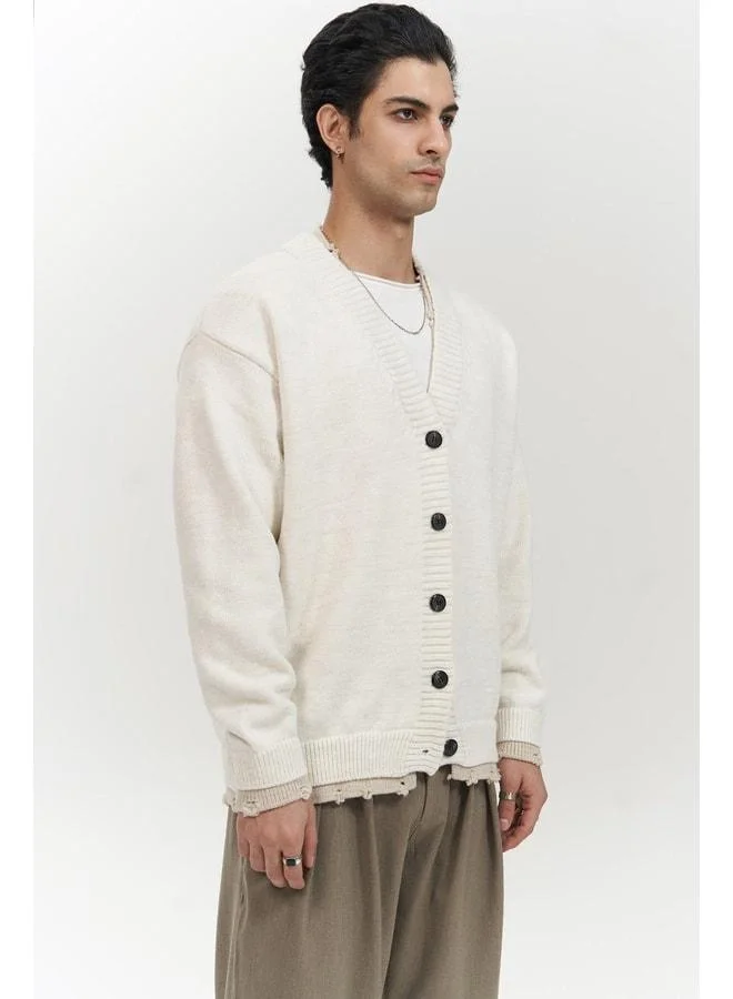 MAI STUDIOS CO.  Raid Double Collar Cream Men's Knit Sweater. for Men | Best Price UAE