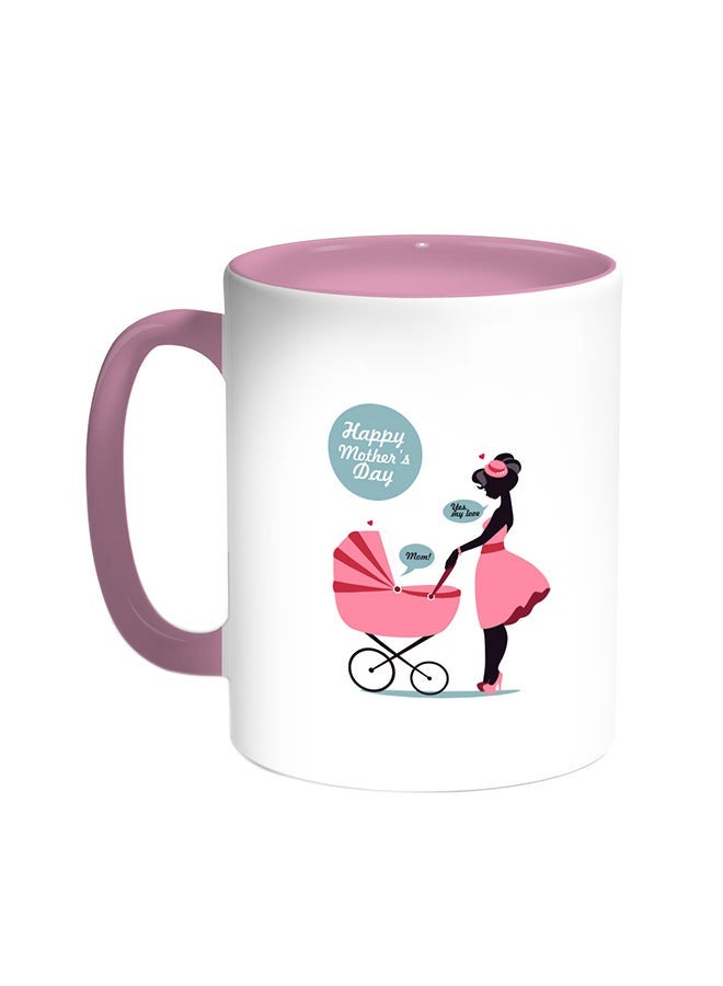 Happy Mother's Day Printed Coffee Mug Pink/White 11ounce