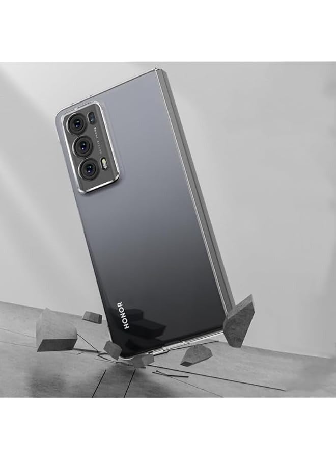 بروماس (1+2+2 قطعة) متوافق مع حافظة Honor Magic V2 5G الشفافة مع واقيات الشاشة 2 طبقة داخلية مرنة للشاشة + 2 واقي شاشة خارجي من مادة TPU، مضاد للخدش، حساسية عالية - Image 3