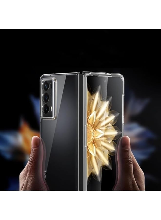 بروماس (1+2+2 قطعة) متوافق مع حافظة Honor Magic V2 5G الشفافة مع واقيات الشاشة 2 طبقة داخلية مرنة للشاشة + 2 واقي شاشة خارجي من مادة TPU، مضاد للخدش، حساسية عالية - Image 2