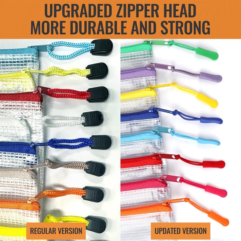 YOPCDJ 24pcs Mesh Zipper Pouch Bags 9.3 x 4.7 Inches, 8 Color Small Clear Pouches Bulk, Travel Cosmetics Organization, Classroom and Office Supplies - Image 2