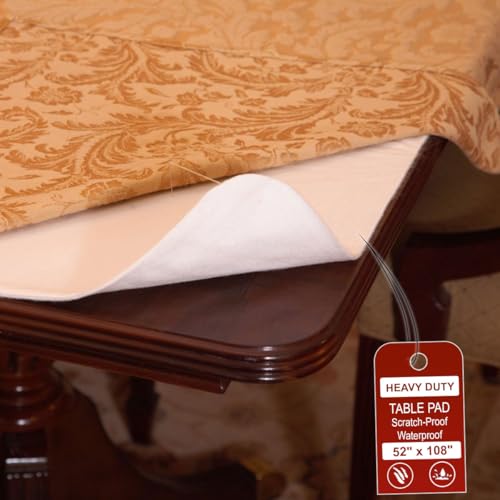 LAMINET - Deluxe Cushioned Heavy-Duty Table Pad Protector for Dining Room Table - 52" x 108" Oblong -Waterproof Vinyl Table Padding Under Tablecloth Cover for Rectangular Square Tables - Image 1