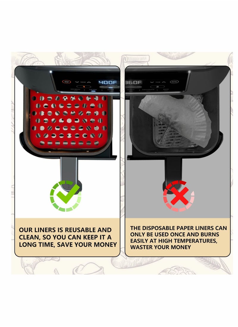 KASTWAVE - Air Fryer Reusable Liners for Ninja Foodi Dual DZ201, 4 Pcs Easy Clean Accessories, Non Stick - Image 1