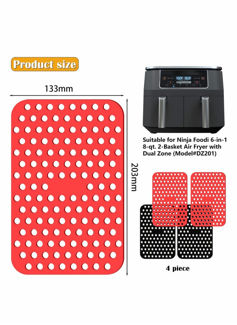 KASTWAVE - Air Fryer Reusable Liners for Ninja Foodi Dual DZ201, 4 Pcs Easy Clean Accessories, Non Stick - Image 1