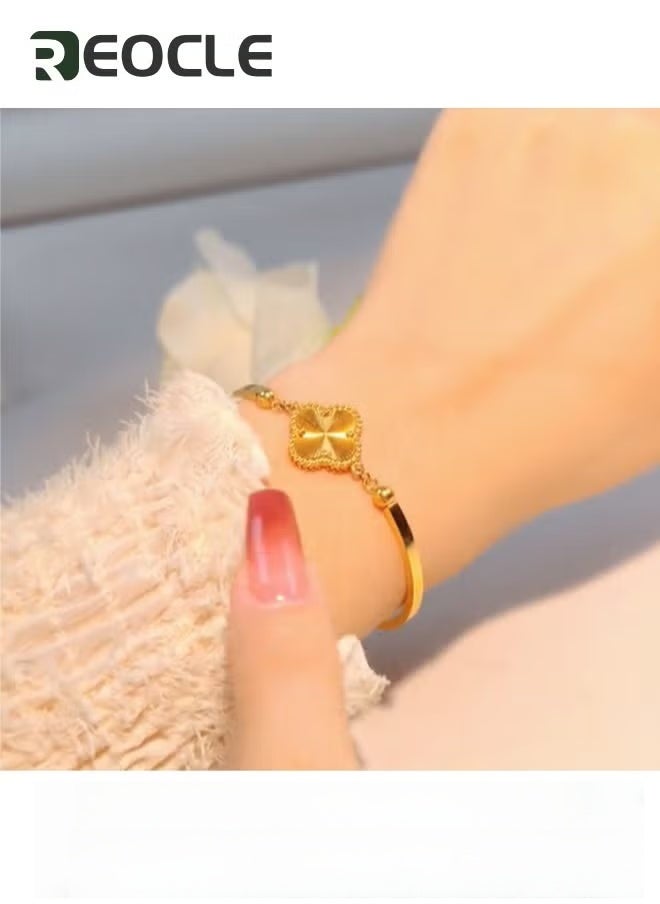 ريوكل سوار البرسيم بأربع أوراق من الفولاذ المقاوم للصدأ سوار من الفولاذ المقاوم للصدأ بأربع أوراق من الفولاذ المقاوم للصدأ سوار البرسيم بأربع أوراق من الفولاذ المقاوم للصدأ سوار البرسيم للنساء والفتيات - Image 5