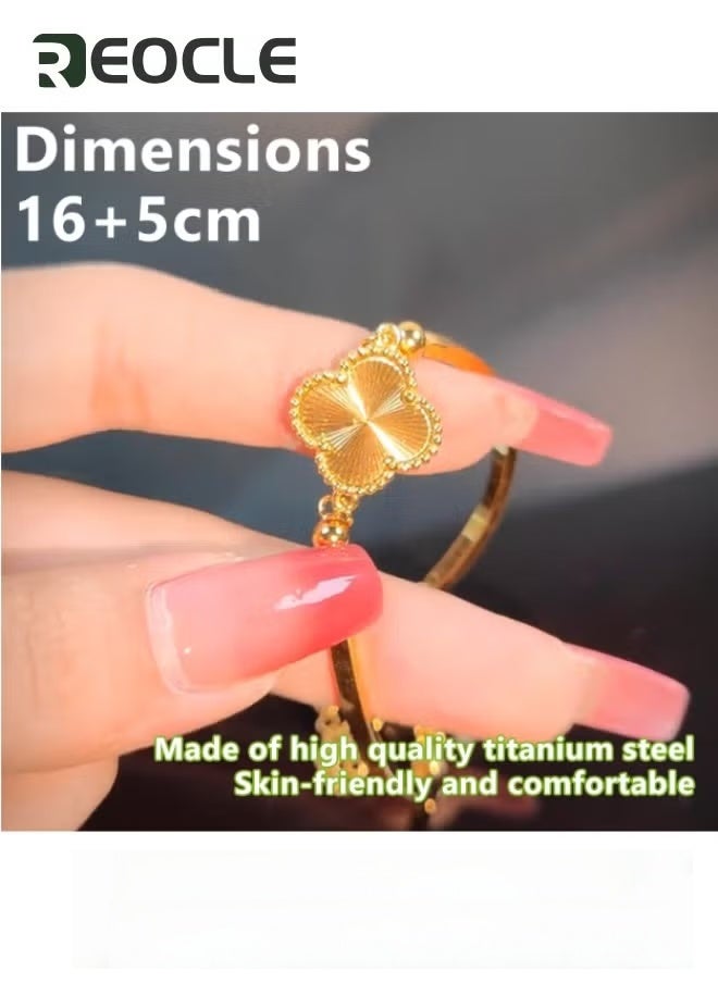 ريوكل سوار البرسيم بأربع أوراق من الفولاذ المقاوم للصدأ سوار من الفولاذ المقاوم للصدأ بأربع أوراق من الفولاذ المقاوم للصدأ سوار البرسيم بأربع أوراق من الفولاذ المقاوم للصدأ سوار البرسيم للنساء والفتيات - Image 3