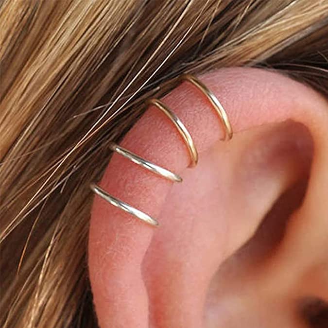 JFORYOU Fake Nose Ring Hoop Faux Nose Piercing Non Piercing Fake Nose Piercing Double Fake Nose Rings for Women Men - Image 5