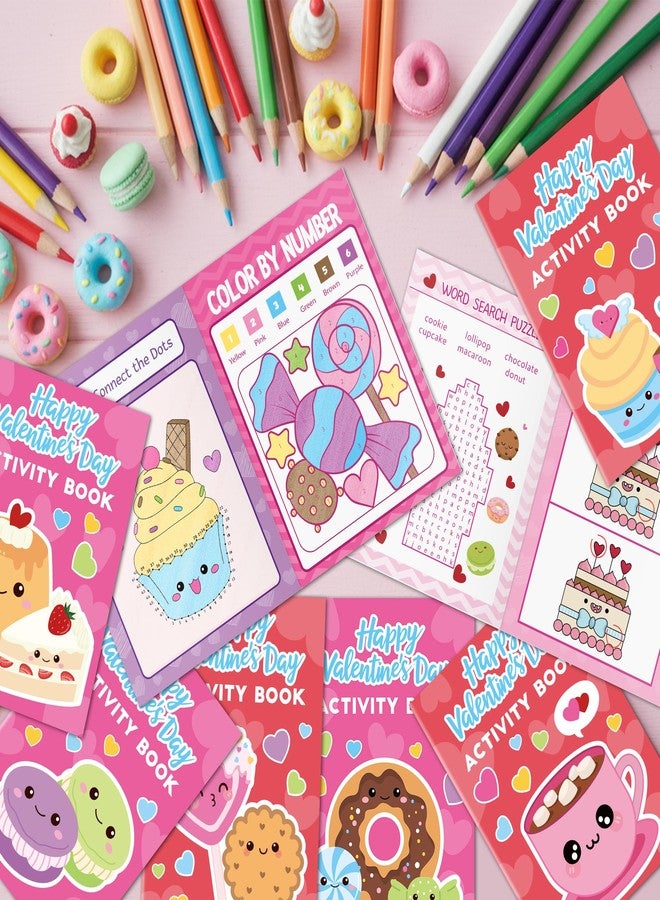 JAPBOR Valentine’s Day Activity Coloring Books - 24PCS Mini Valentine Dessert Activities Color Book Bulk for Kid Party Favor, Sweet Food Small Colour Page for Birthday Gift Class Drawing Painting Game - Image 5