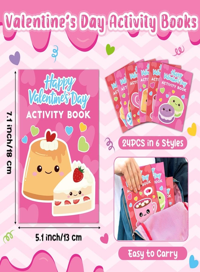 JAPBOR Valentine’s Day Activity Coloring Books - 24PCS Mini Valentine Dessert Activities Color Book Bulk for Kid Party Favor, Sweet Food Small Colour Page for Birthday Gift Class Drawing Painting Game - Image 2
