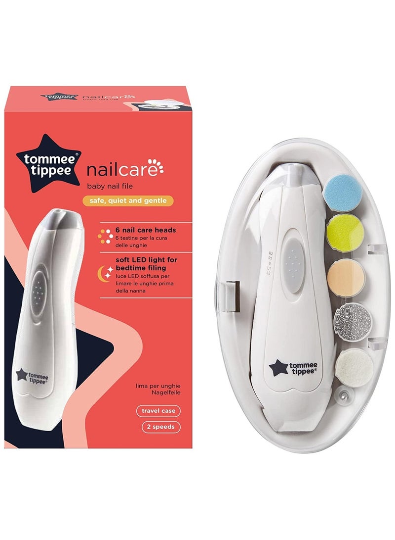 Tommee Tippee UK Tommee Tippee Electric Baby Nail File Trimmer, Battery-Powered Infant Nail Clipper with LED Light and Six Filing Heads for Baby and Adult Use - Image 1