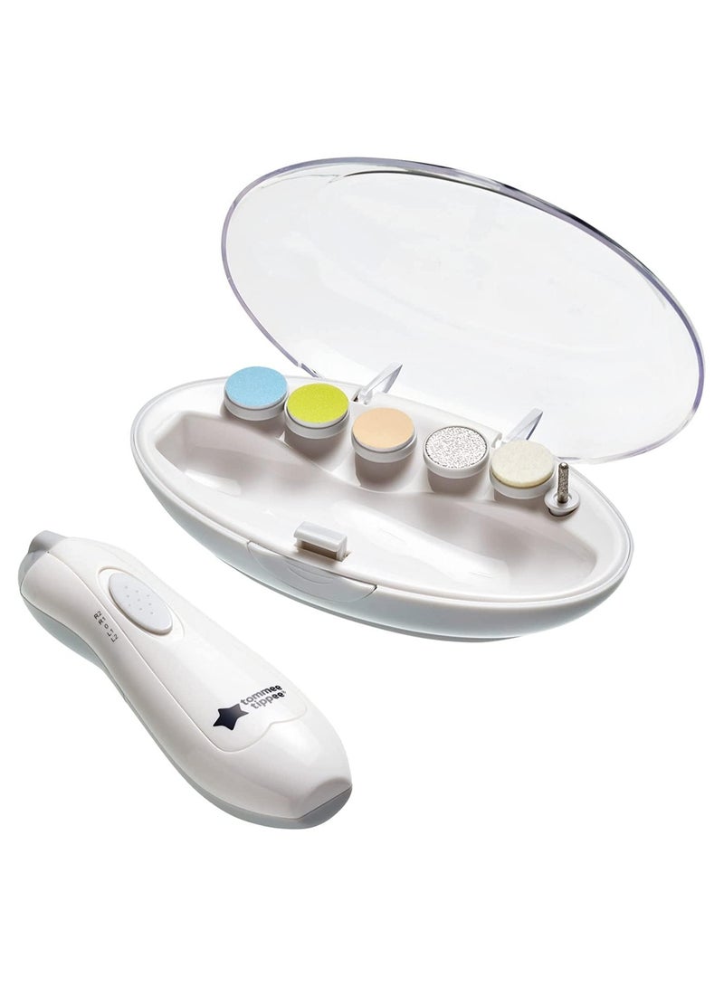 Tommee Tippee UK Tommee Tippee Electric Baby Nail File Trimmer, Battery-Powered Infant Nail Clipper with LED Light and Six Filing Heads for Baby and Adult Use - Image 2