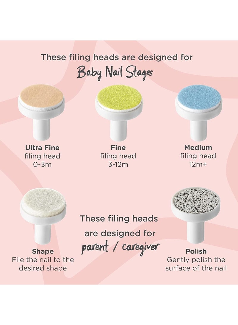 Tommee Tippee UK Tommee Tippee Electric Baby Nail File Trimmer, Battery-Powered Infant Nail Clipper with LED Light and Six Filing Heads for Baby and Adult Use - Image 3