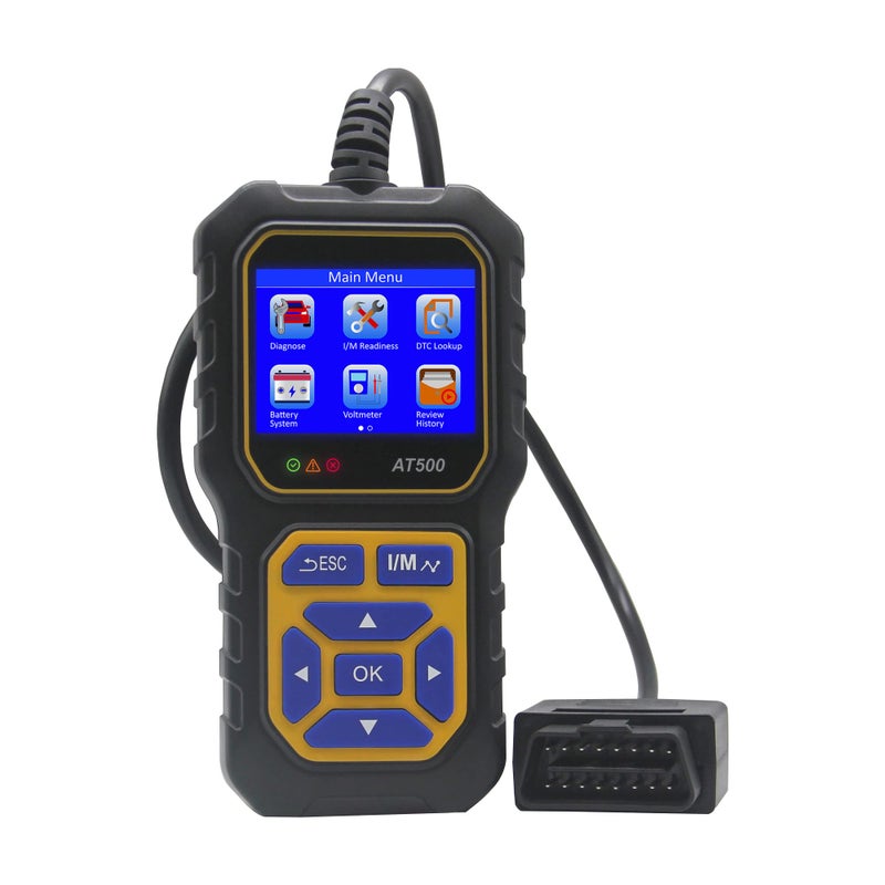 قارئ أكواد OBD2 للسيارات - أداة تشخيص احترافية iKiKin AT500 لقراءة أكواد أعطال المحرك، أداة فحص ضوء المحرك للسيارات بروتوكول OBD II منذ 1996
