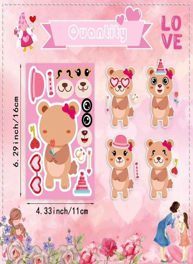 DUJAA 36 Sheets Valentine's Day Stickers for Kids Toddlers, Make-a-face Stickers Make Your Own Stickers 12 Designs of Owl Alpaca Fox Bear Angel Gnome Stickers Valentine Party Gift Decorations Supplies - Image 3