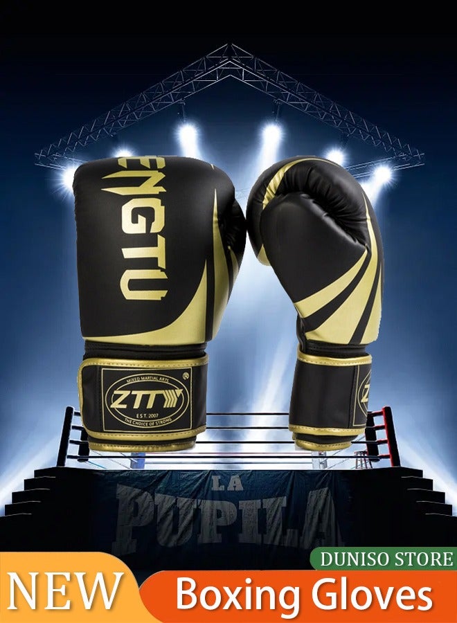 إسكدنيا 1-Pair MMA Boxing Training Gloves,Boxing Gloves ,Vegan Leather Gloves for Training Sparring with Waterproof Lining,Breathable Mesh,Hand Protection - Image 1