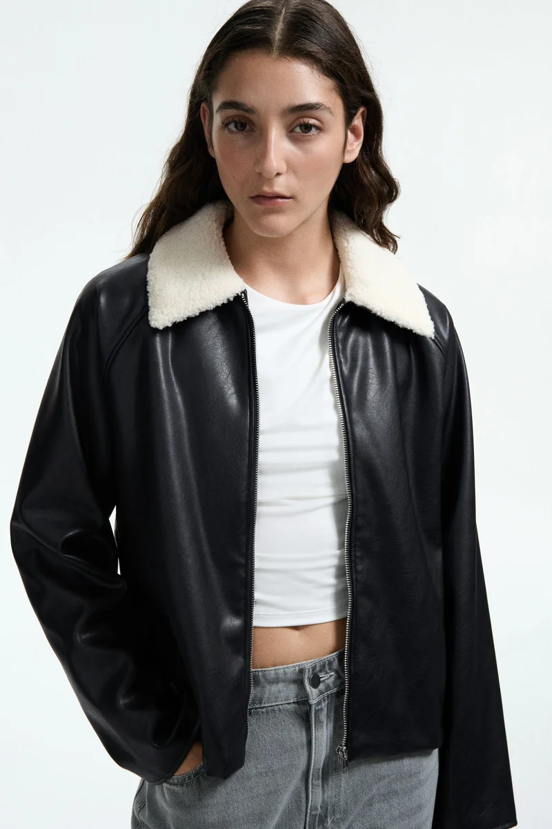 H&M Teddy-collared jacket