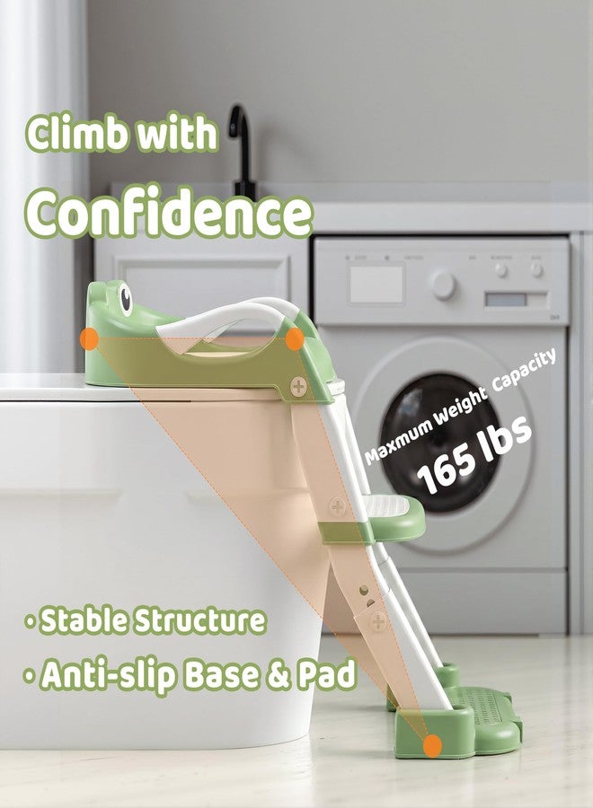 Wanchouse 2-in-1 Potty Training Seat & Training Toilet & Potty Chair, Height AdjustableToddler Toilet Seat for Kids, Foldable Potty Training Toilet with Splash Guard & Anti-Slip Steps, Green - Image 3