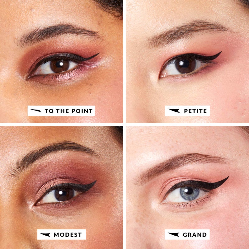 The Quick Flick Winged Eyeliner Stamp – Waterproof & Smudge Proof Vegan Cat Eye Stamp Eyeliner – 5mm Thick Winged Stamp & 12mm Grand Felt-Tip Liquid Hypoallergenic Eyeliner Pen (Intense Black-2 Pen) - Image 3