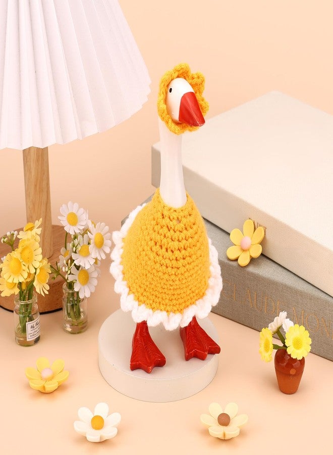 Sinbana Sunflower Desktop Goose Clothing, Yellow Hat & Clothes Desk Goose Outfits Funny Mini Desktop Geese Clothes Accessories Spring Porch Costume Decor for Office Home School Classroom - Image 3