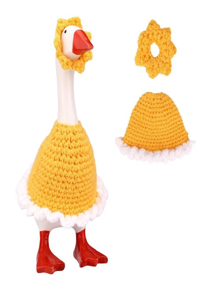 Sinbana Sunflower Desktop Goose Clothing, Yellow Hat & Clothes Desk Goose Outfits Funny Mini Desktop Geese Clothes Accessories Spring Porch Costume Decor for Office Home School Classroom - Image 1
