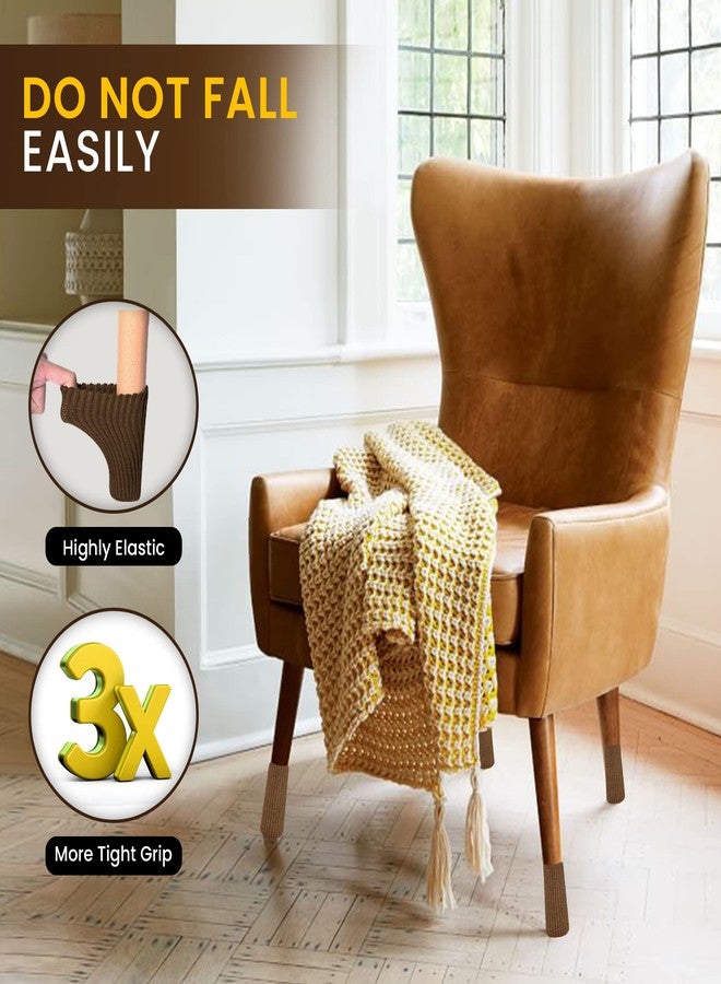IAMZAY 24 Pcs Brown Premium Chair Leg Socks Protectors for Hardwood Floors - Do not Easily Fall Off - Very Easy to Put on - Fits All Leg Shapes - High Elastic Bar Stool Leg Covers - Furniture Pads… - Image 4