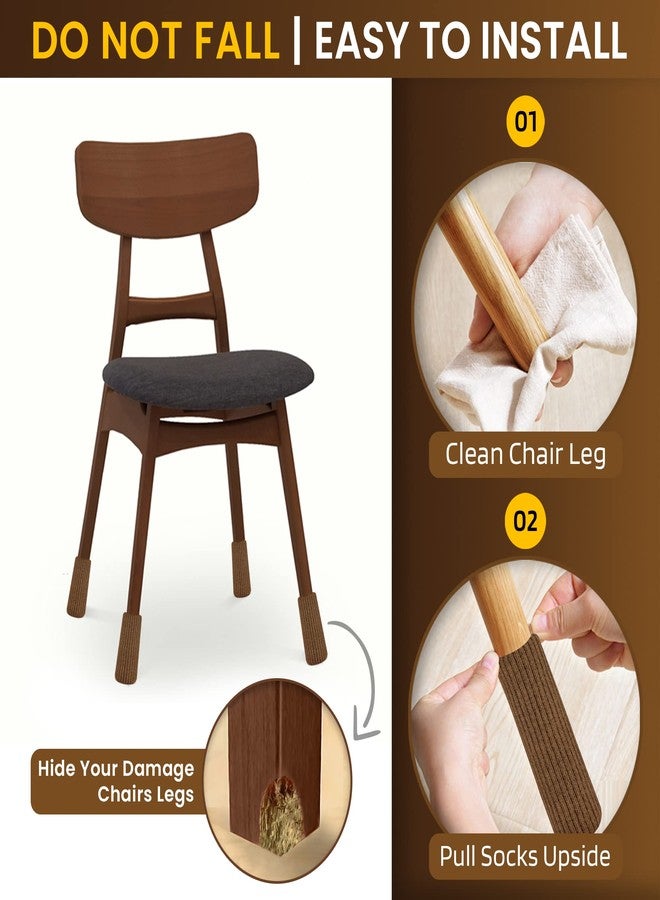 IAMZAY 24 Pcs Brown Premium Chair Leg Socks Protectors for Hardwood Floors - Do not Easily Fall Off - Very Easy to Put on - Fits All Leg Shapes - High Elastic Bar Stool Leg Covers - Furniture Pads… - Image 5