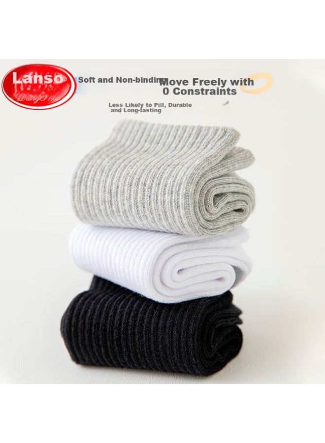 LANG SHA Langsha Children's Socks, Boys' All-season School White Socks, Youth Mid-calf Casual Sports Cotton Socks - Image 3