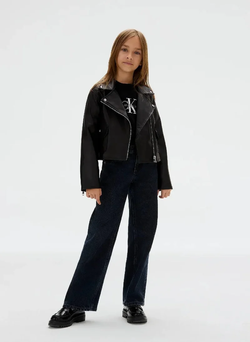 Calvin Klein Jeans Ck Black Faux Leather Biker Jacket for Women | Best Price UAE