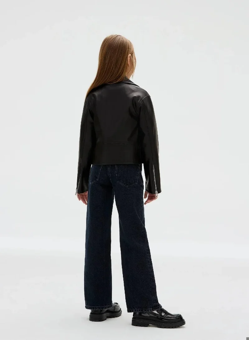 Calvin Klein Jeans Ck Black Faux Leather Biker Jacket for Women | Best Price UAE