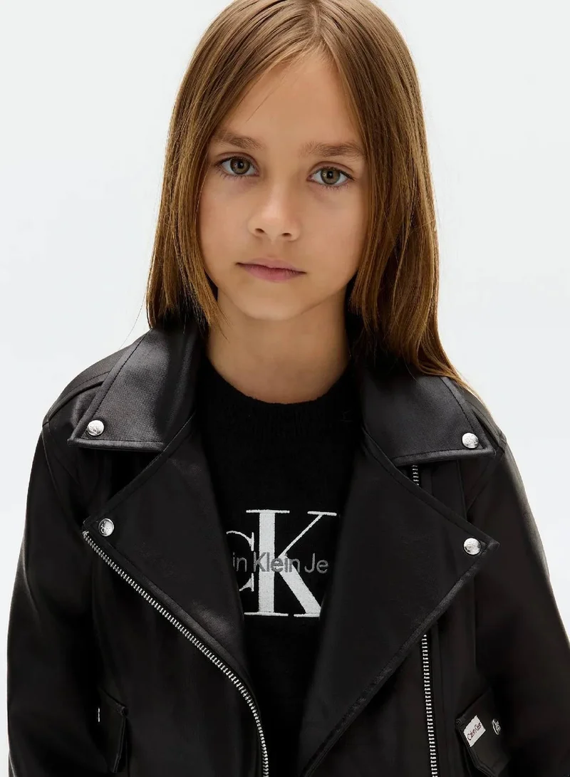 Calvin Klein Jeans Ck Black Faux Leather Biker Jacket for Women | Best Price UAE