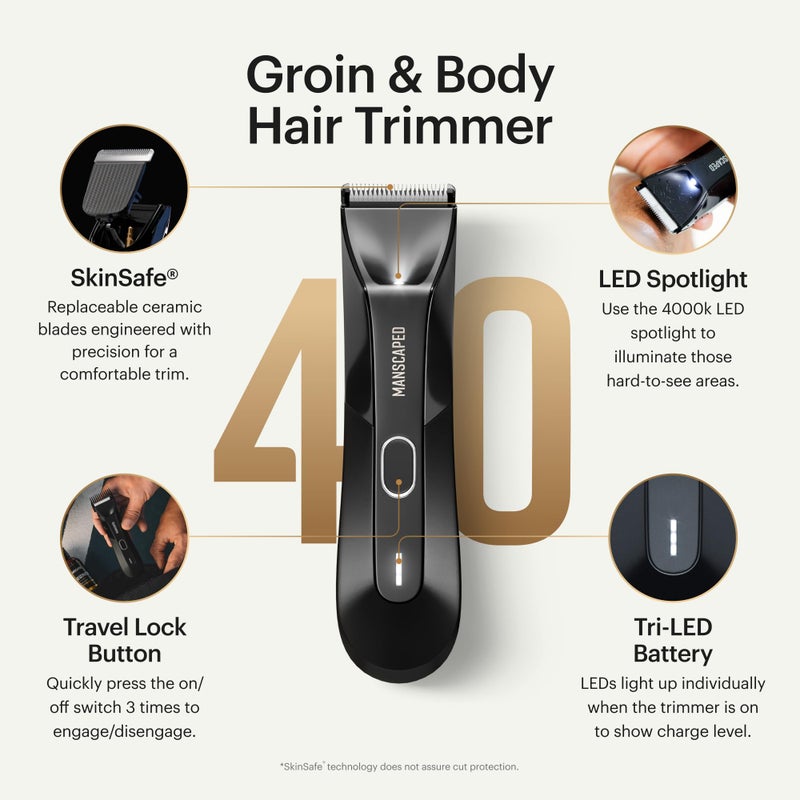 MANSCAPEDÂ® The Lawn MowerÂ® 4.0, Electric Groin Hair Trimmer, Replaceable SkinSafeÂ® Ceramic Blade Heads, Waterproof Wet/Dry Clippers, Rechargeable, Wireless Charging, Male Hygiene Grooming Razor - Image 2