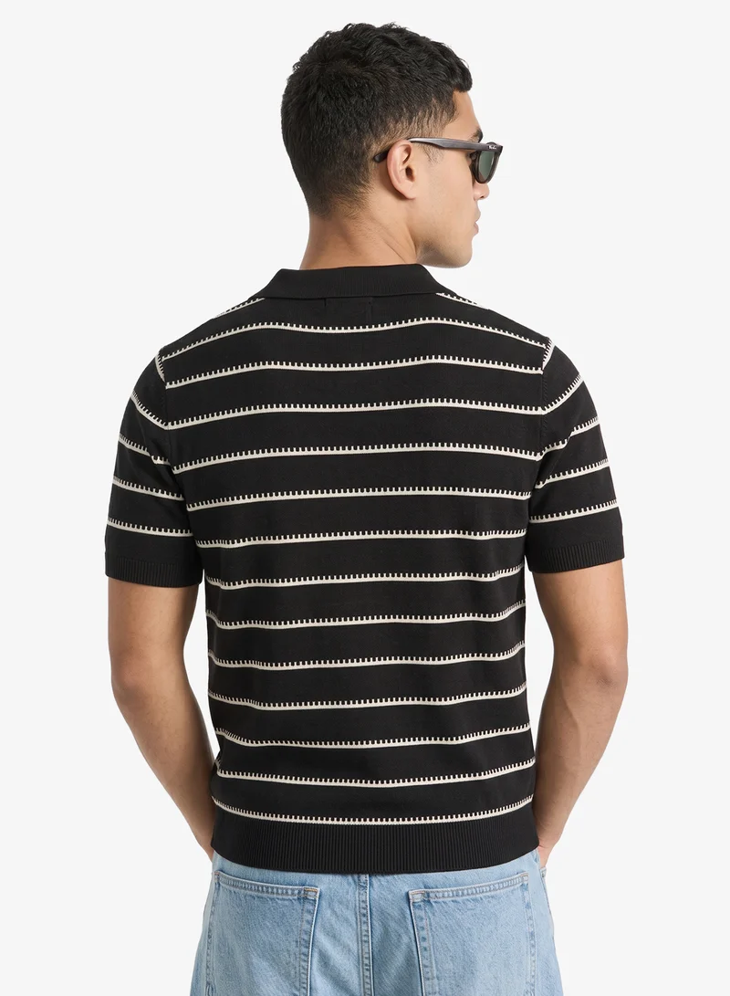 Seventy Five Knitted Stripe Polo