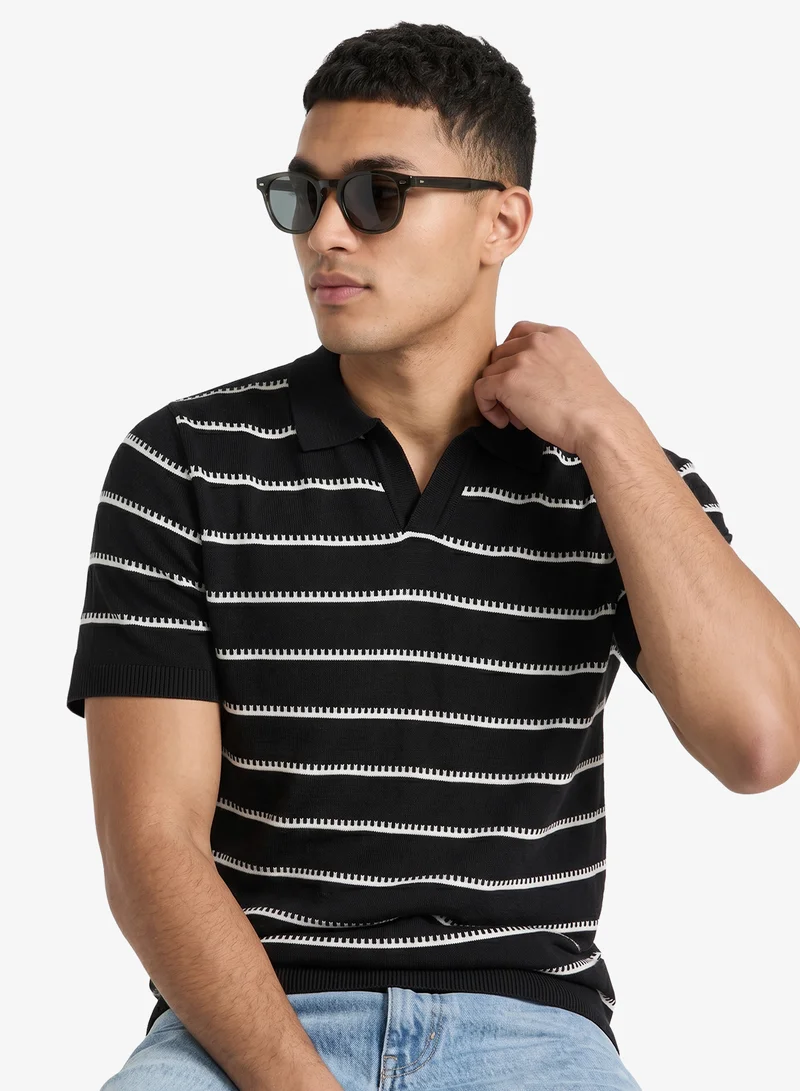 Seventy Five Knitted Stripe Polo