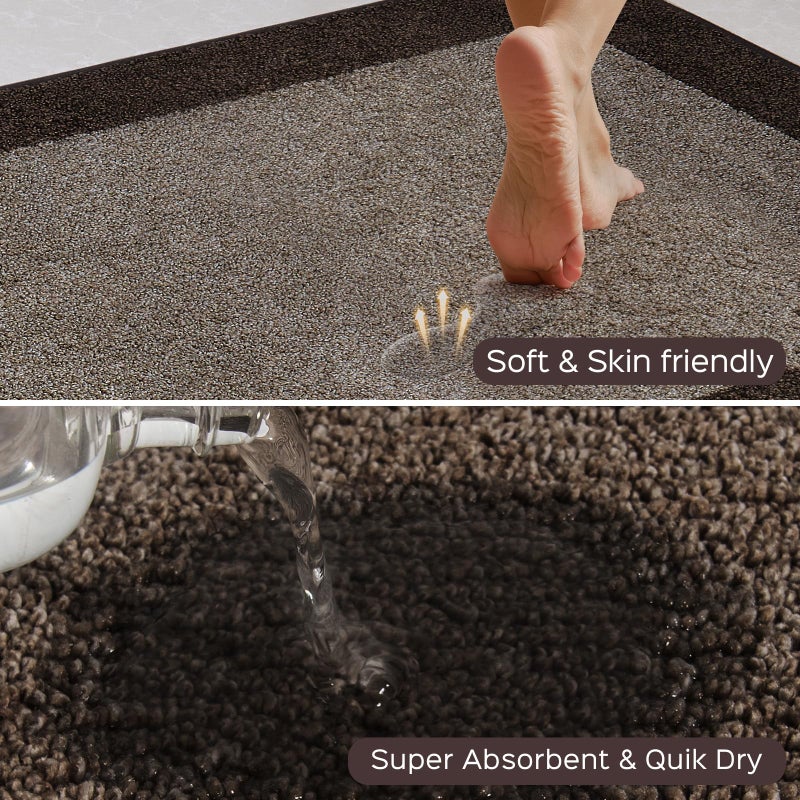 DOMUSTEX Machine Washable (24" x 36"+ 24" x 60"') Kitchen Rugs Set of 2, Non Slip Kitchen Mats for Floor, Absorbent Entrance Runner Rugs for Bedroom, Hallway, Bathroom, Door (Roll Packing) - Image 2
