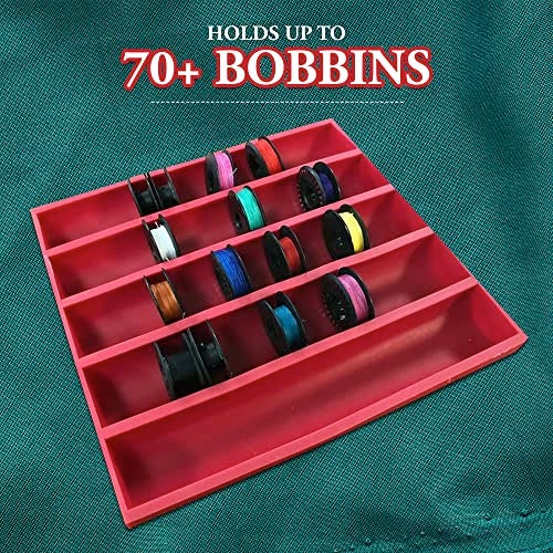 Grabbit BobbinSaver Jumbo Bobbin Organizer – Holds 70+ Bobbins – Flexible Plastic Holder for Sewing Machine, Embroidery, & Quilting Bobbin Storage, Red - Image 3