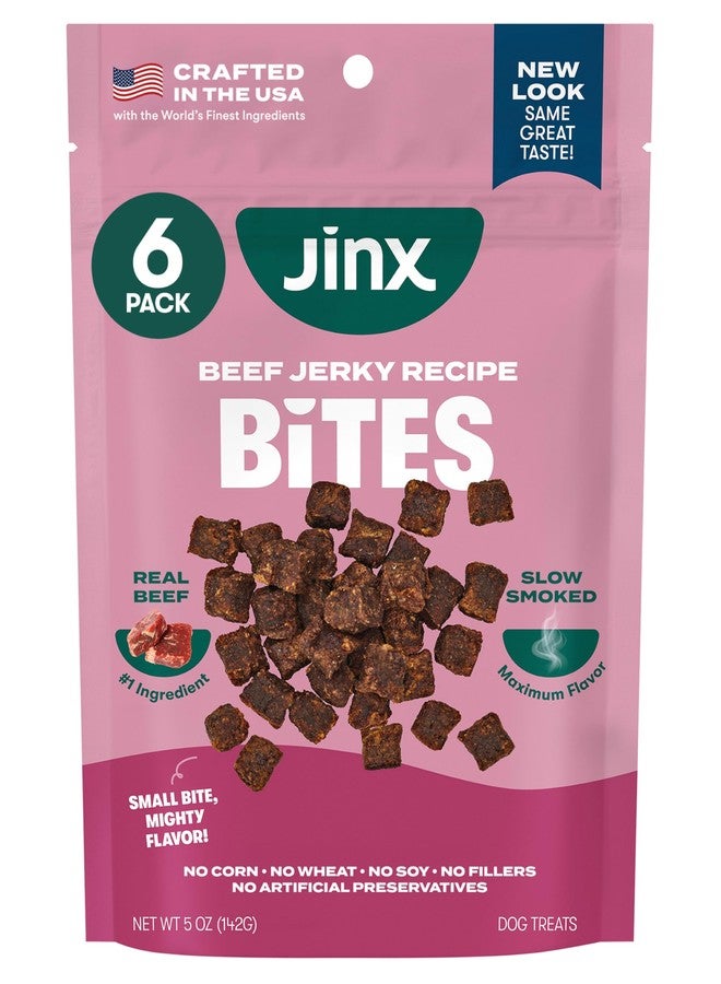 Jinx Beef Bites, Soft Jerky Dog Treats, Bite-Sized Snack, Low-Calorie and Packed with Flavor, Slow-Smoked Real Beef & Liver, No Fillers, 5oz, 6 Pack - Image 1