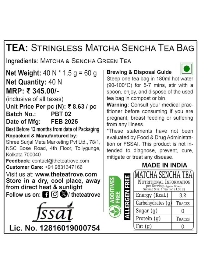 The Tea Trove Matcha Sencha Green Tea 40 Bags - Image 2