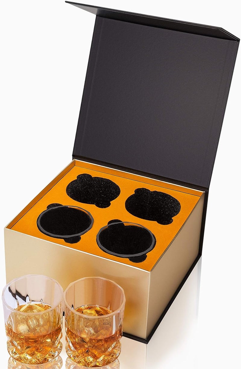 KANARS Old Fashioned Whiskey Glasses with Luxury Box - 10 Oz Rocks Barware For Scotch, Bourbon, Liquor and Cocktail Drinks - Set of 4 - Men Gift - Image 2