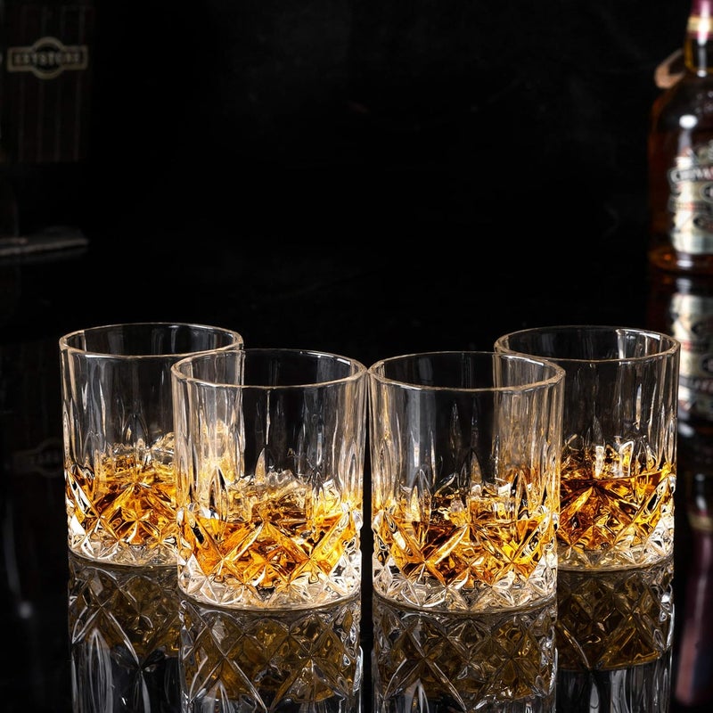 KANARS Old Fashioned Whiskey Glasses with Luxury Box - 10 Oz Rocks Barware For Scotch, Bourbon, Liquor and Cocktail Drinks - Set of 4 - Men Gift - Image 3